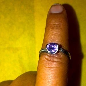 1-Silver-tone Amethyst Ring